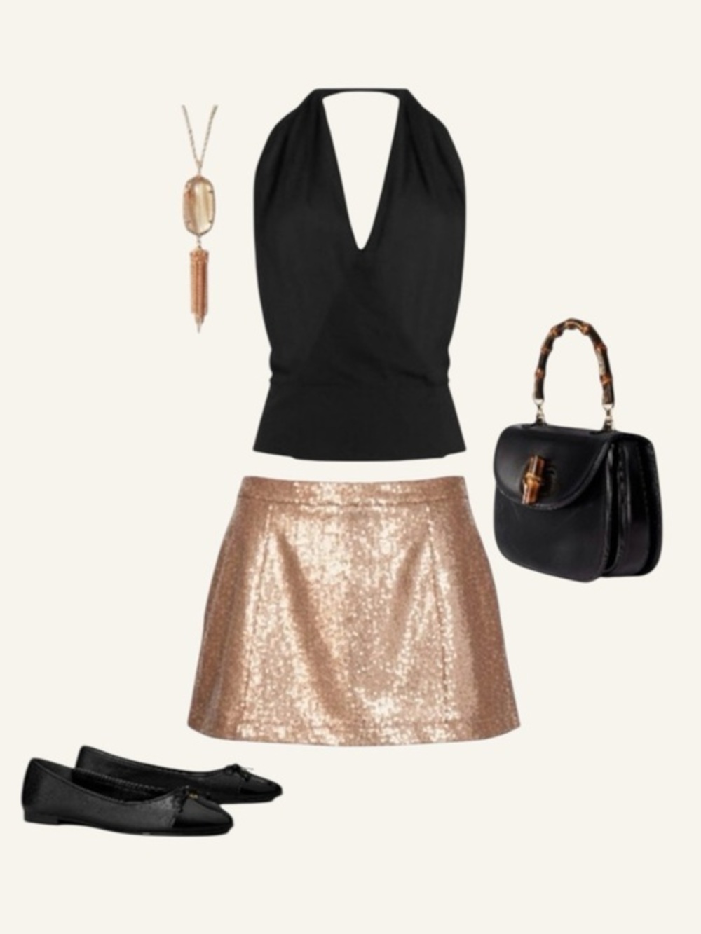 Decree Rose Gold Sequin Sparkly A-Line Mini Skirt Size M